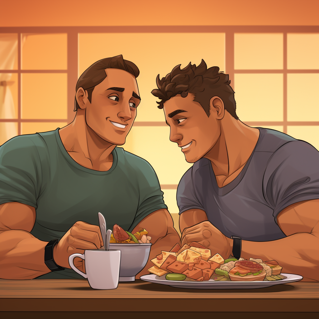 Two handsome Latino men on a date