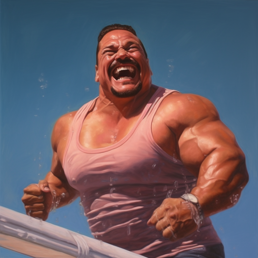 Latino Man Chubby Bodybuilder Laughing
