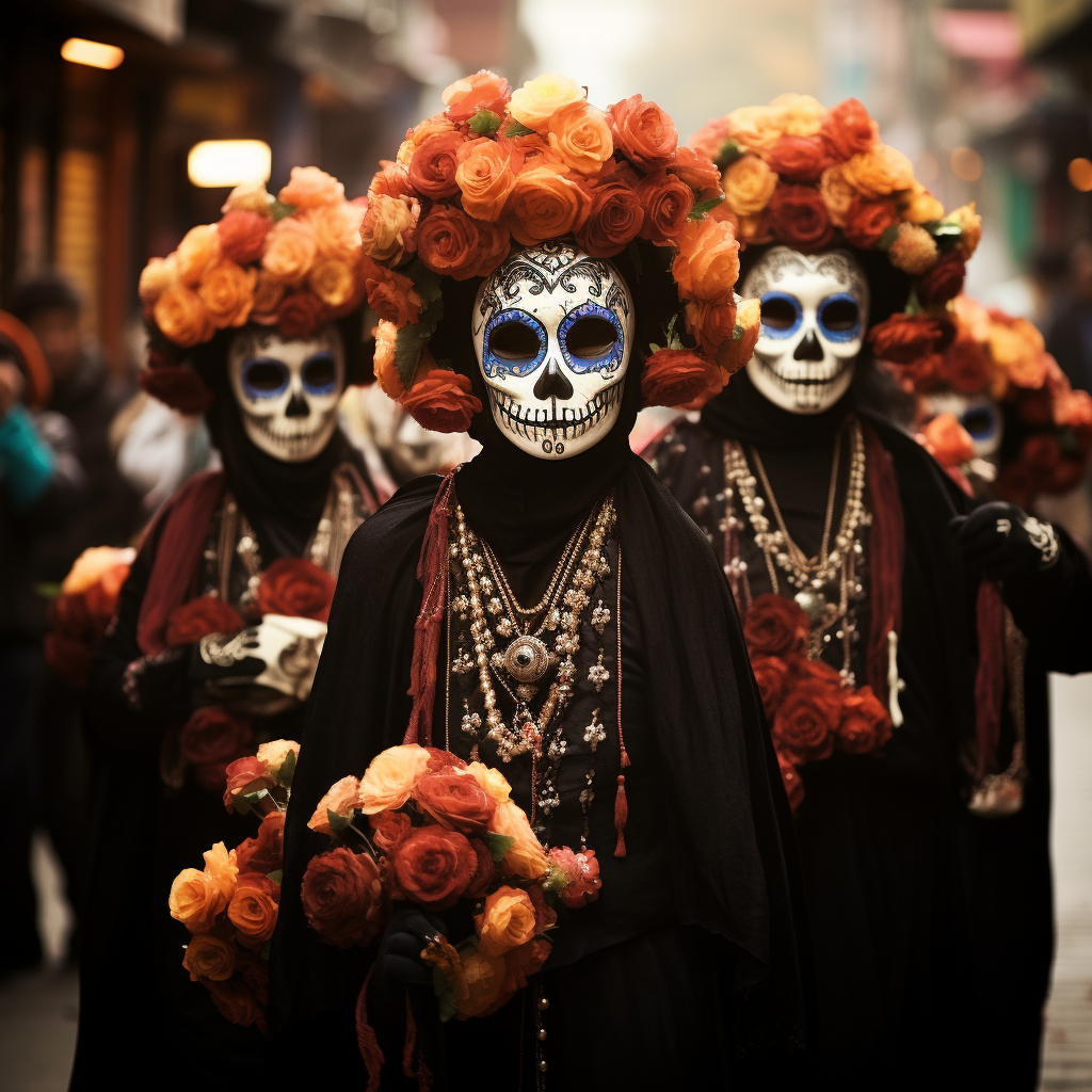 Colorful Laughing Catrinas Celebrating Day of Deaths