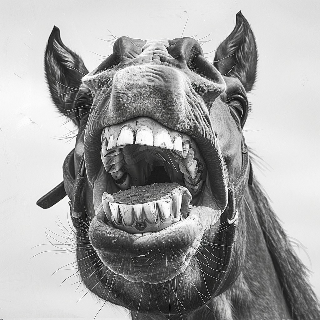 Laughing horse detailed canvas drawing