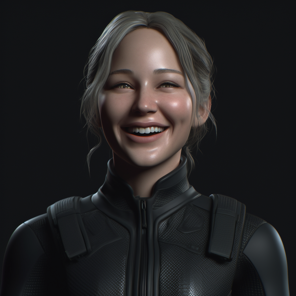 Close-up of Laughing Jennifer Lawrence in Black Gear