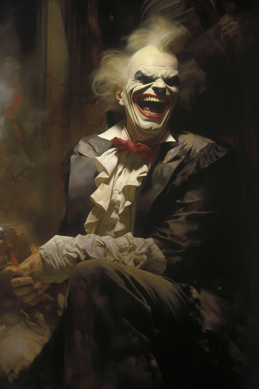 The Joker laughing at tombstone image