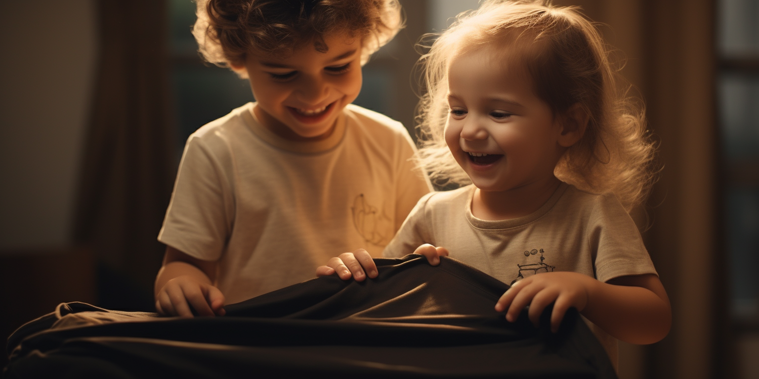 Two cute kids wearing a t-shirt together