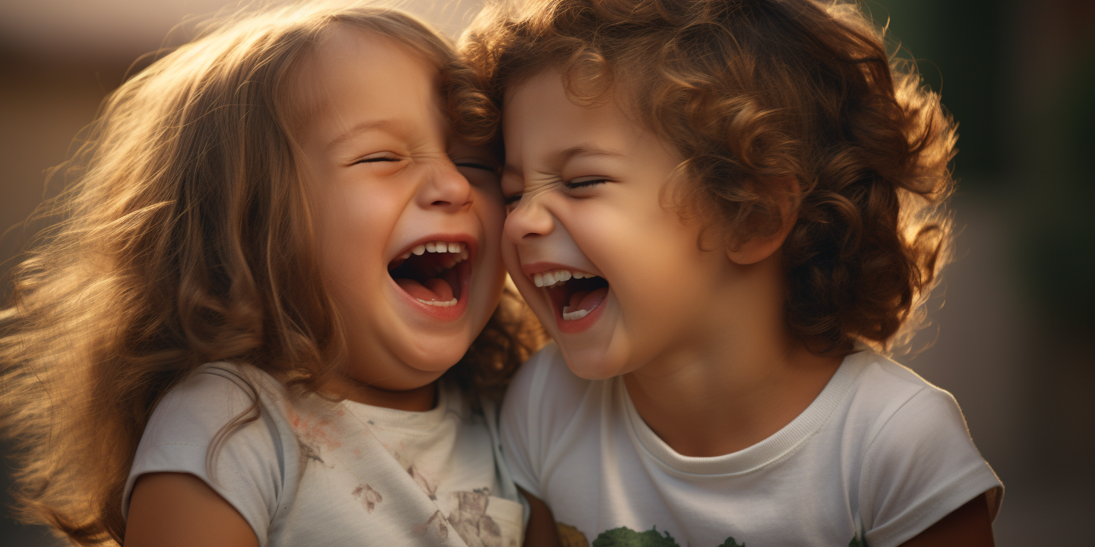 Two cute kids fitting into one t-shirt