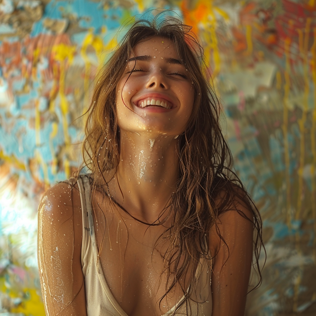 Girl with spatula and sun rays