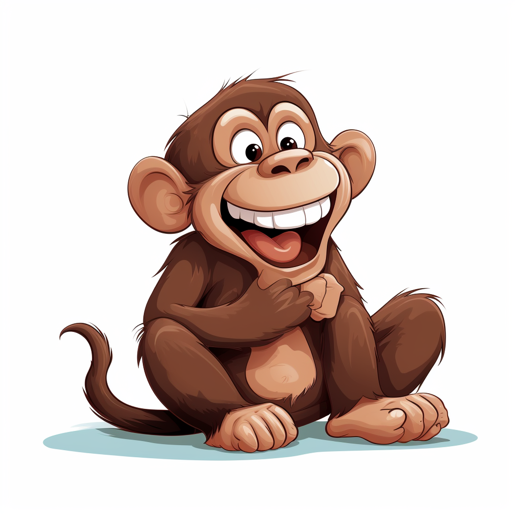 Laughing monkey cartoon on white background