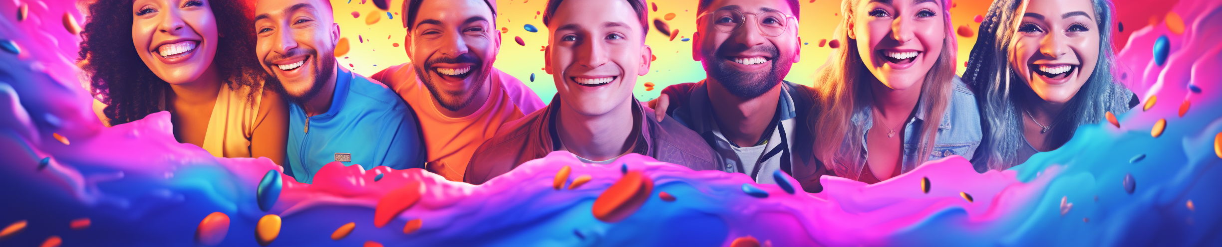 Group laughing together in YouTube banner