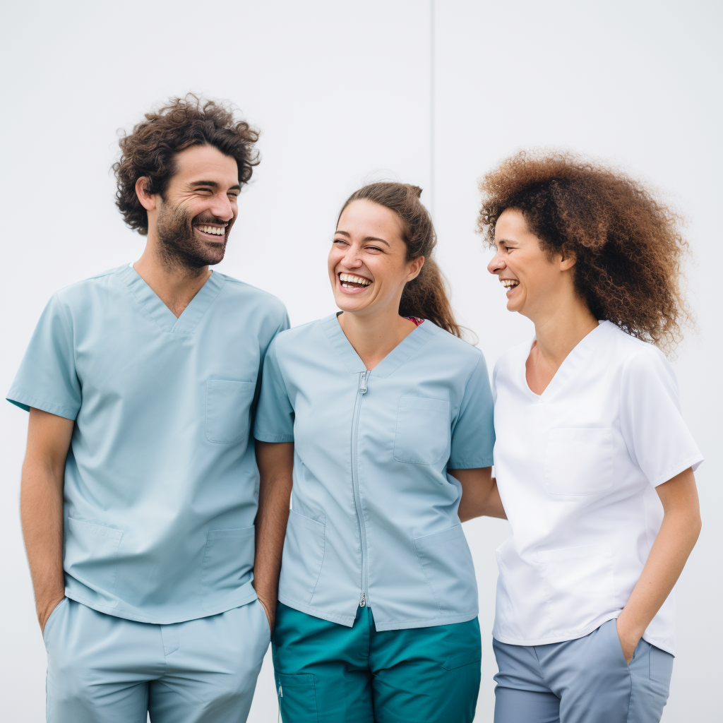 Three Physiotherapists Laughing Outdoors