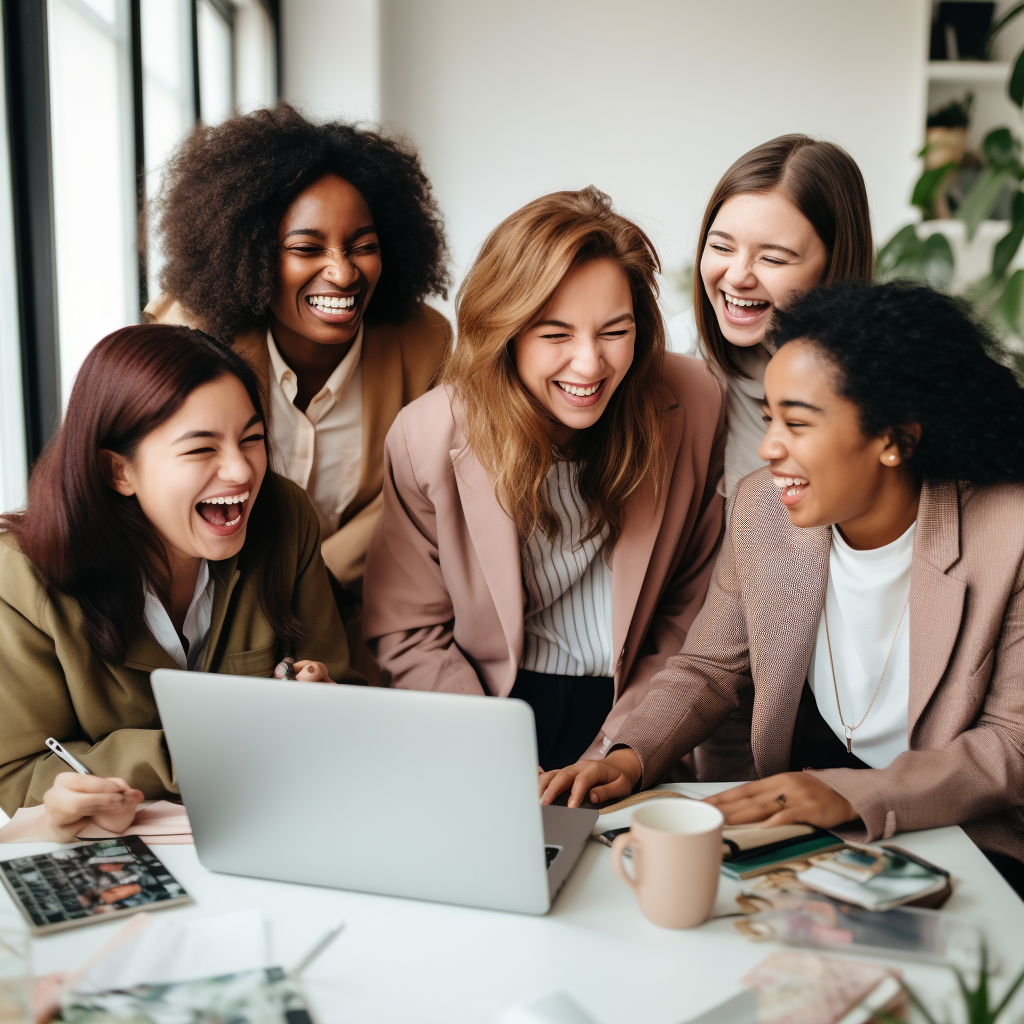 POC women laughing in office