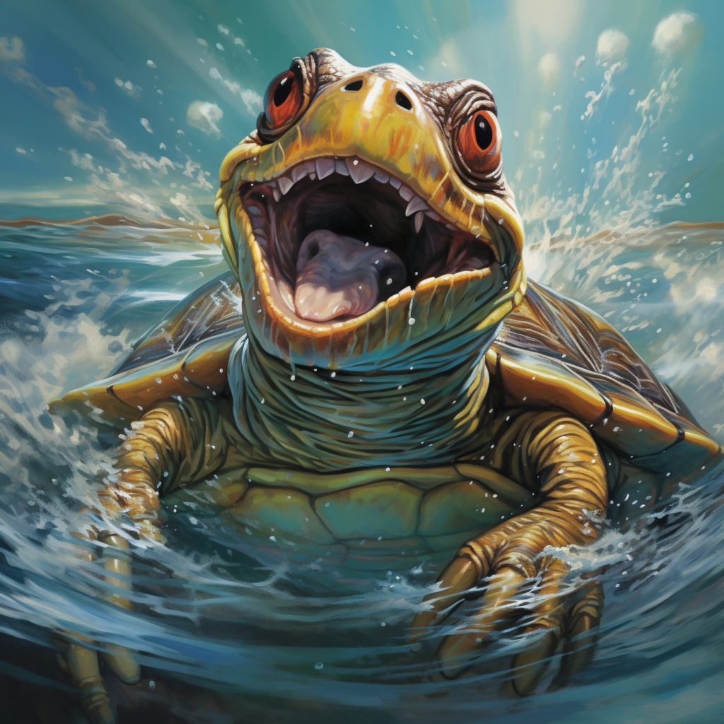 Cute turtle laughing with joy