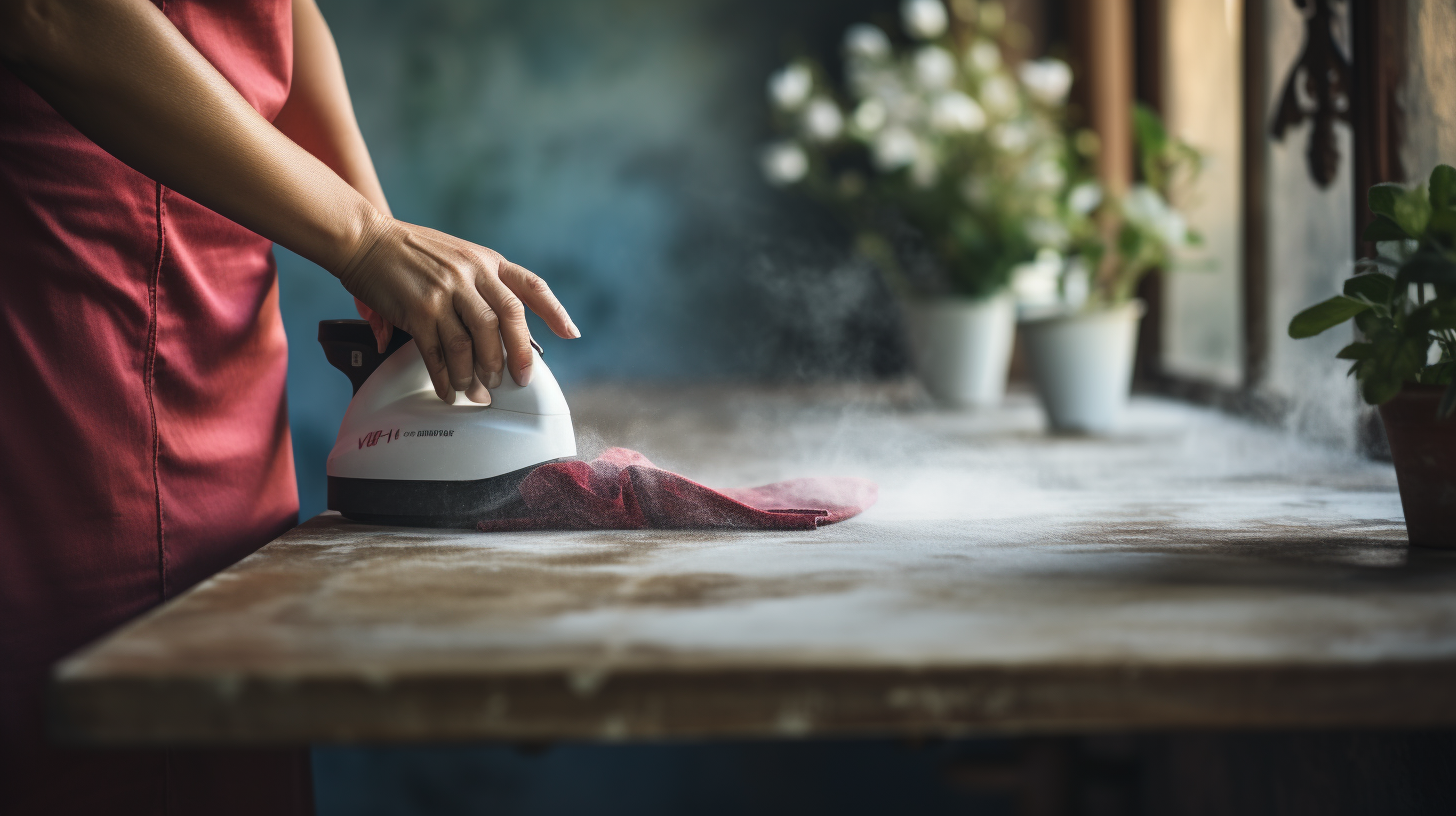 Woman using a grinding board in the laundry room