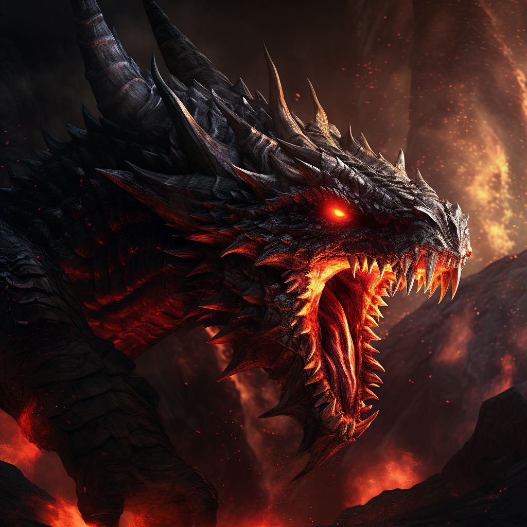 Fiery lava wyrm dragon artwork