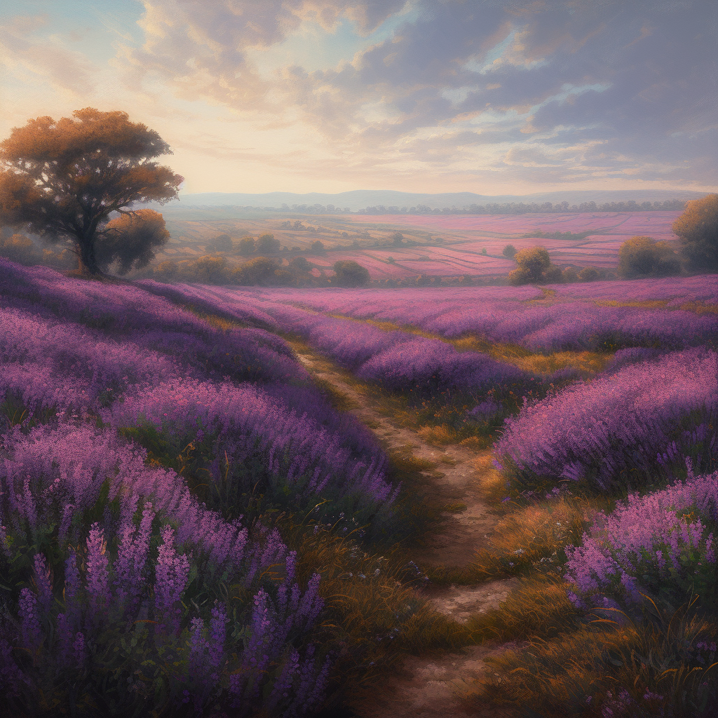 Beautiful Lavender Fields Artwork Hyperrealism