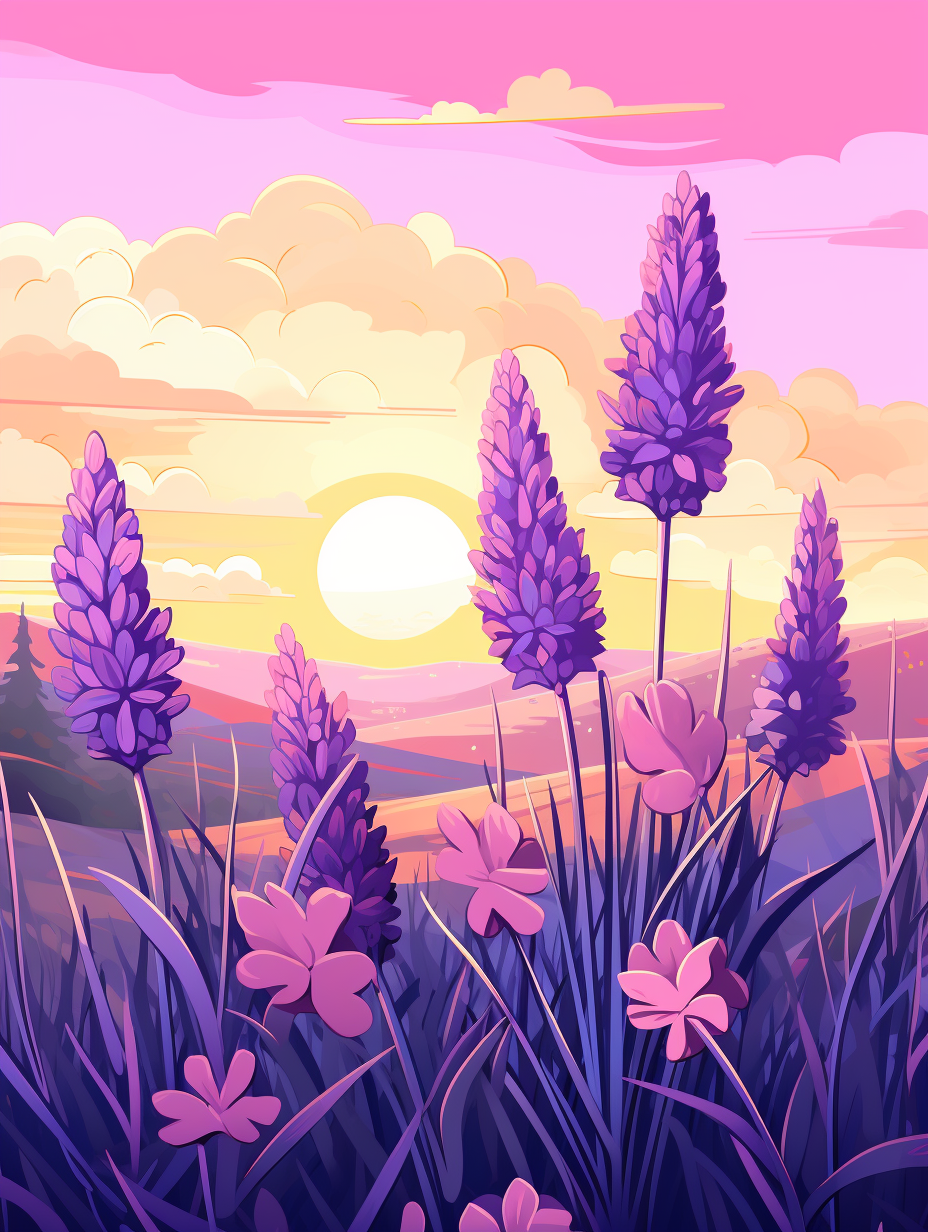 Vibrant lavender flower plant illustration