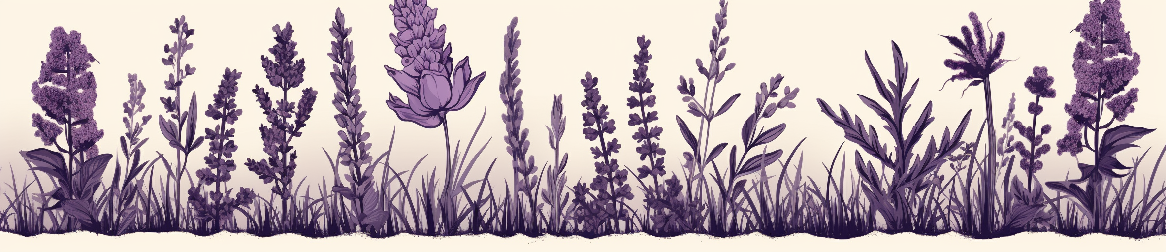 Lavender plant illustration in Americana style