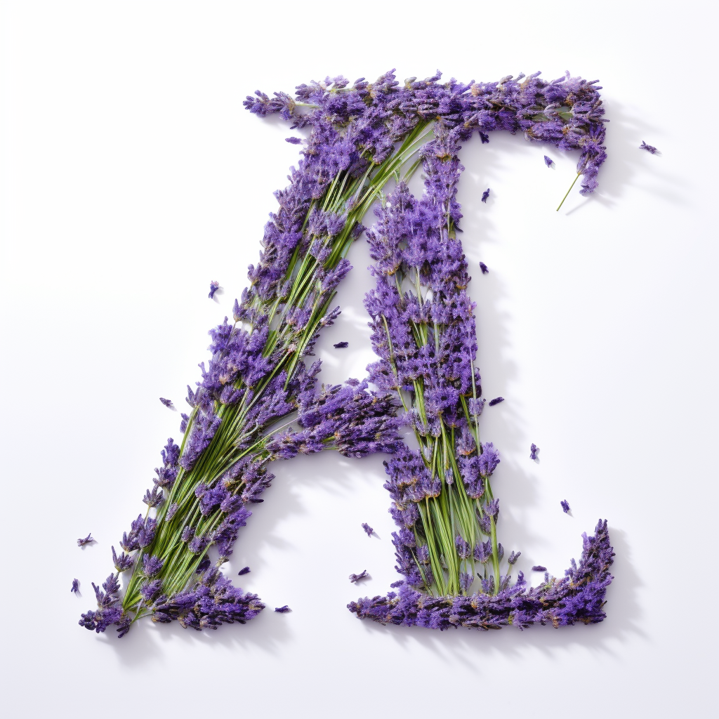 Lavender plants spelling letter A