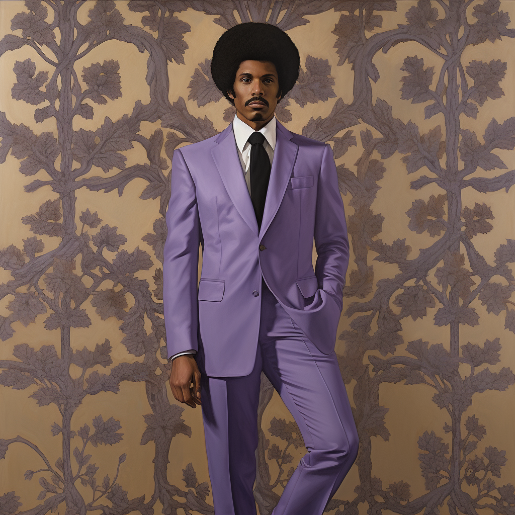 Man in lavender suit, Barkley Hendricks painting