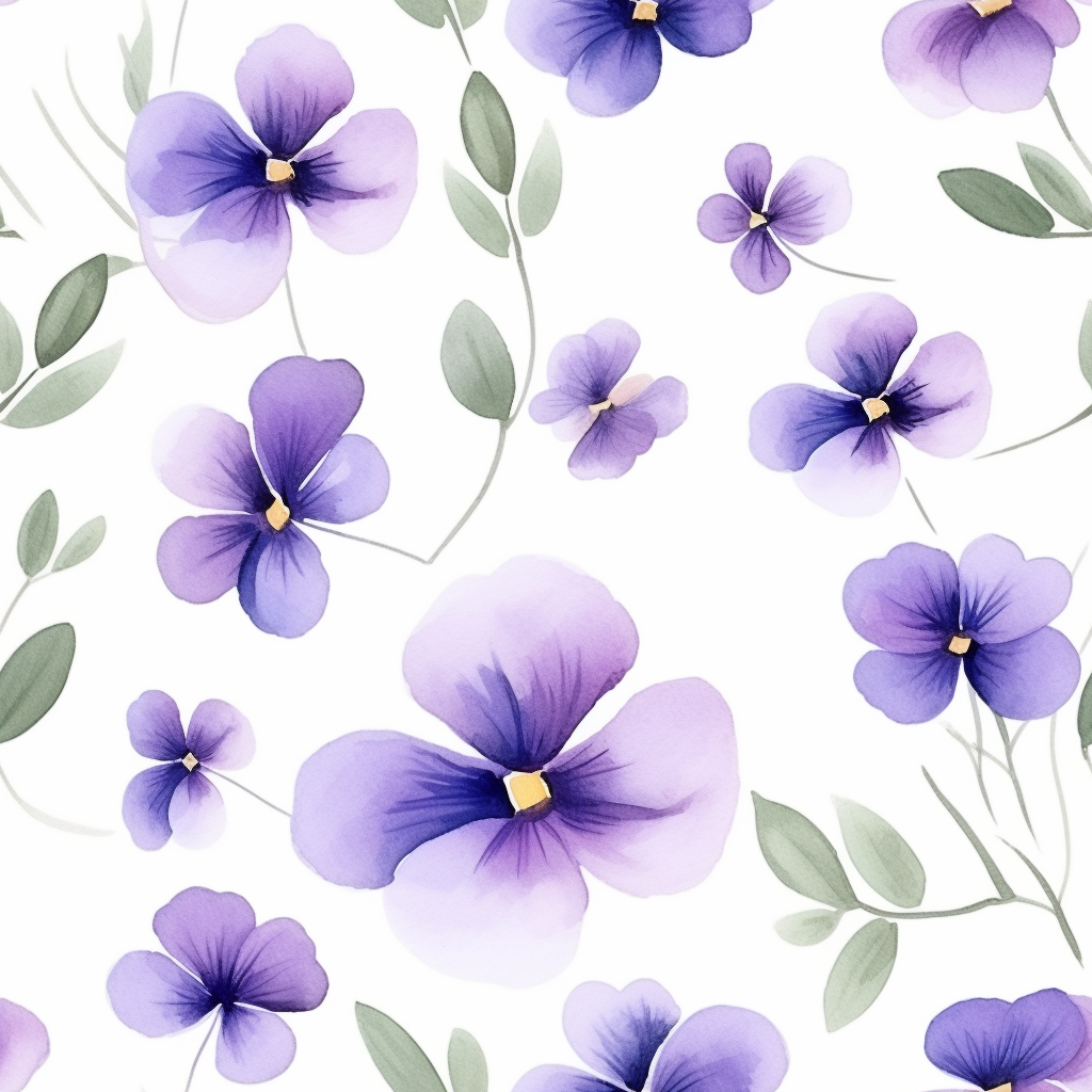 Small Boho Lavender Violets on White Background