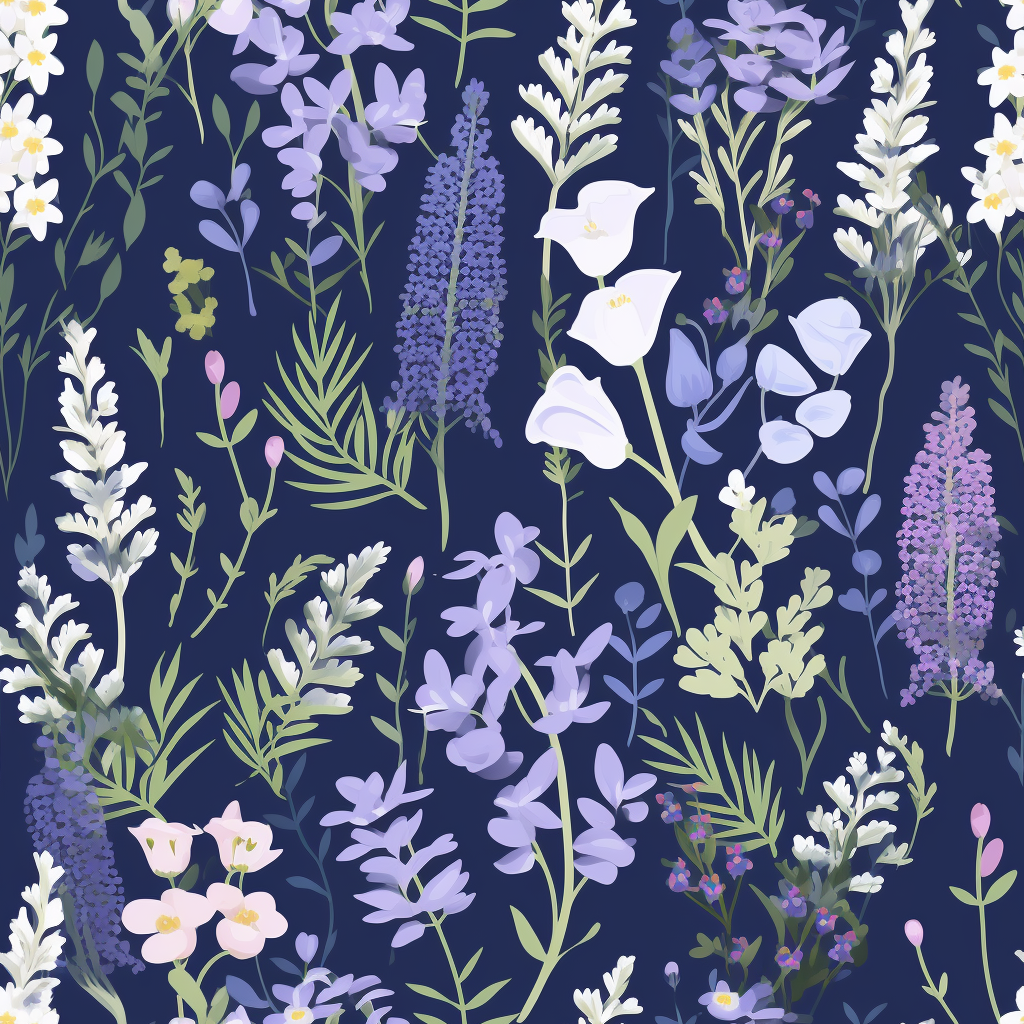 Illustration of Lavender and Wildflower Blooms