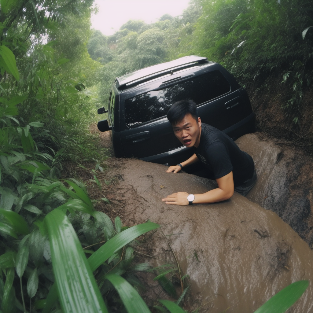 Dashcam picture of Lawrence Wong escaping