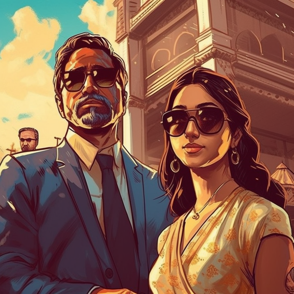 Indian Lawyer Girl and Gamer Guy in GTA Style