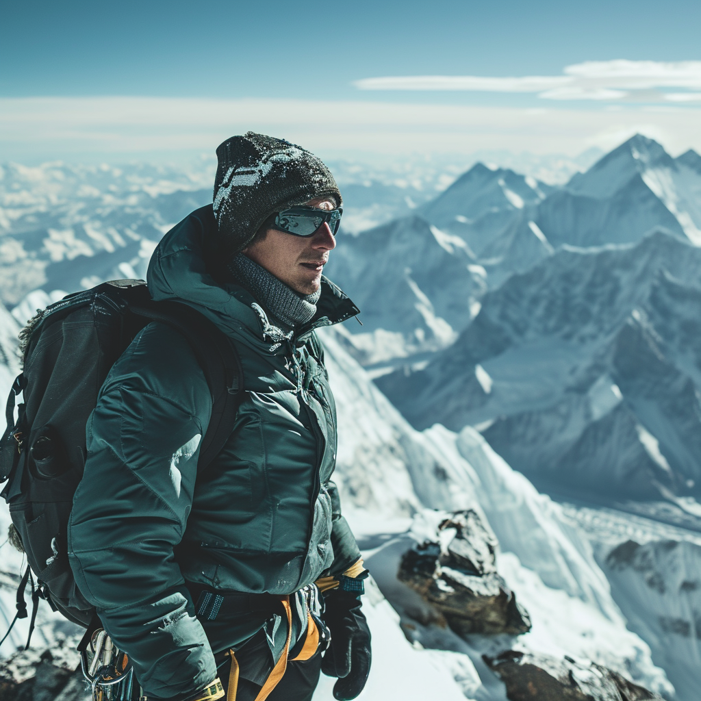 Lawyer posing on Mount Everest