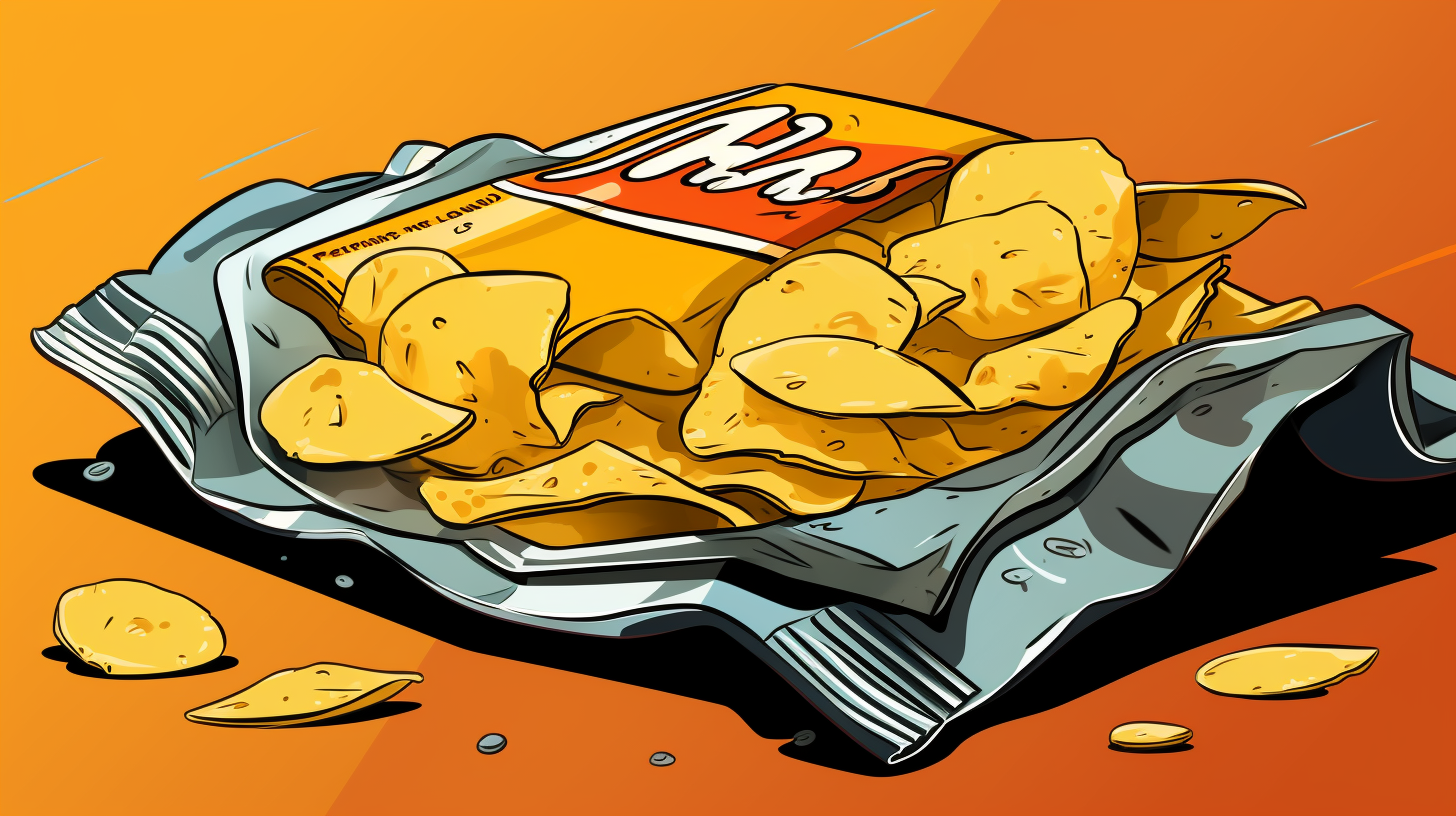 Editorial Cartoon of Lays Potato Chips with Silicon Tech Microchips