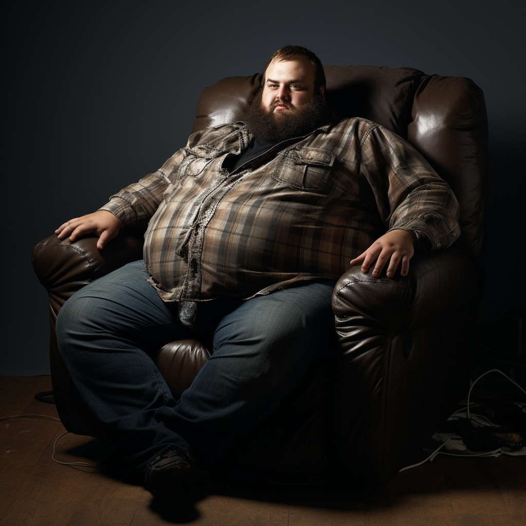 Rotund man with recliner beard