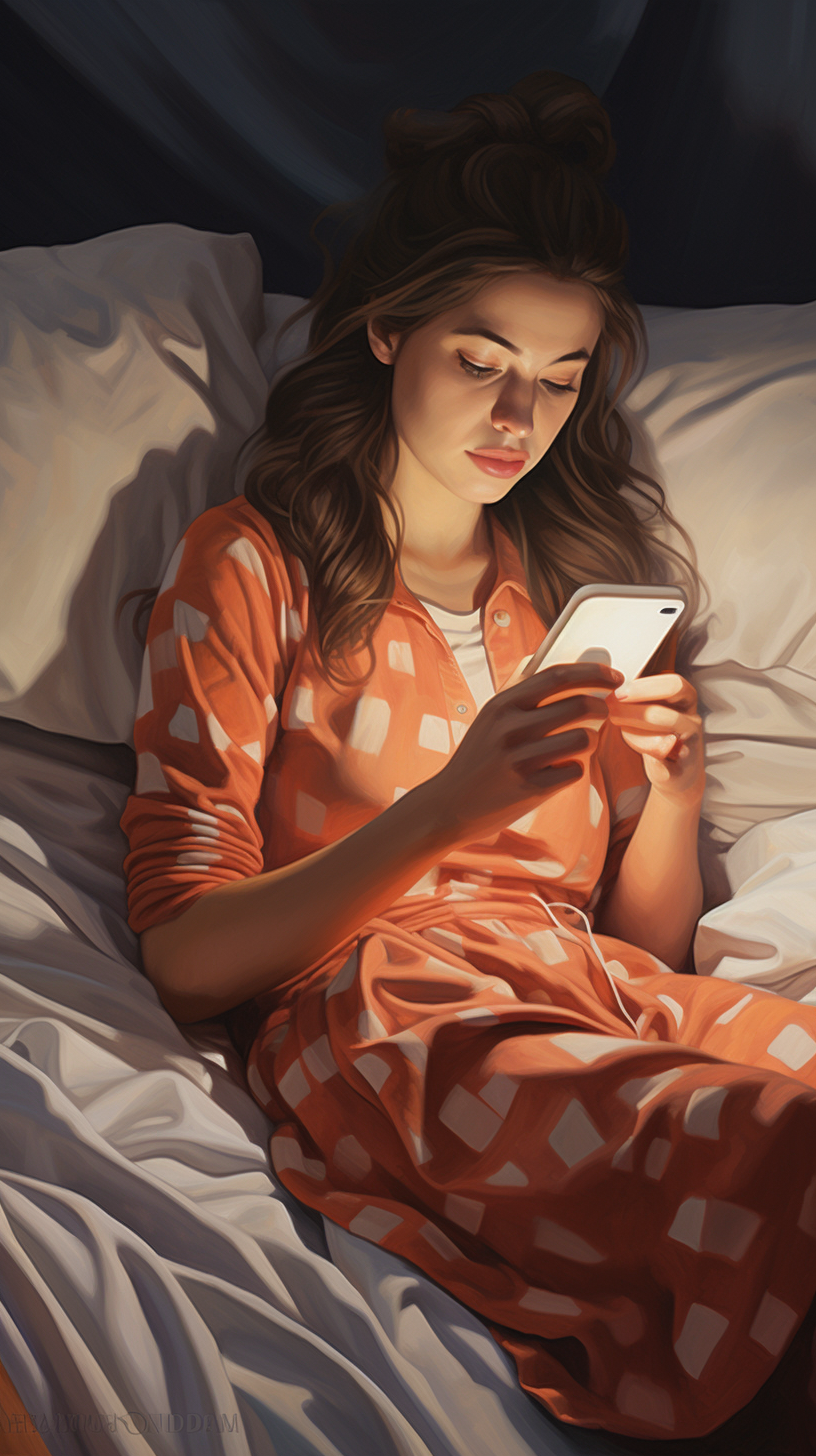 Woman on bed using smartphone