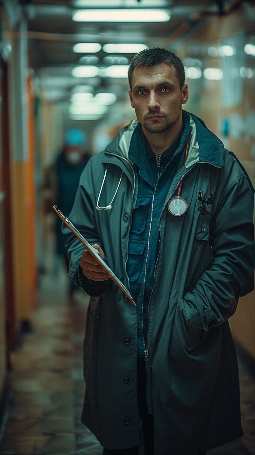 Bored Lazy Doctor Holding Clipboard