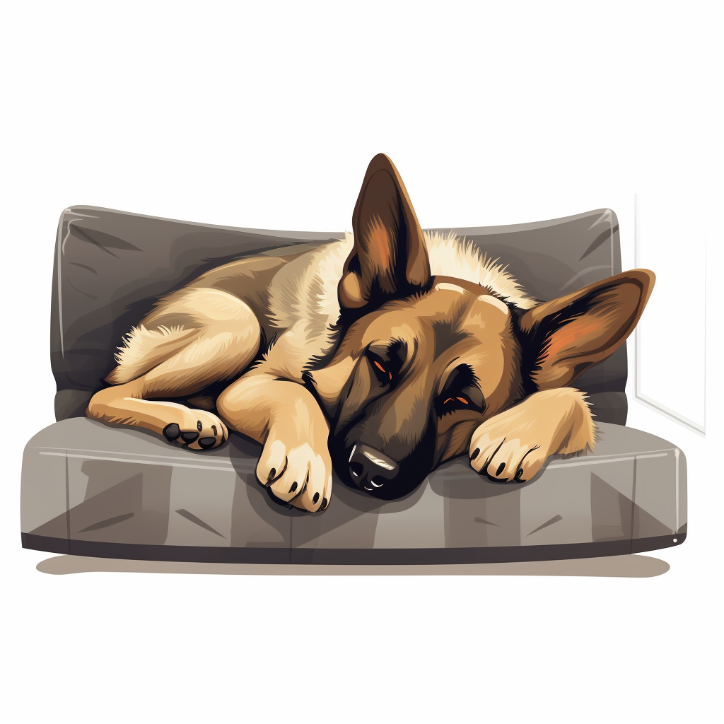 Cartoon dog sleeping on sofa