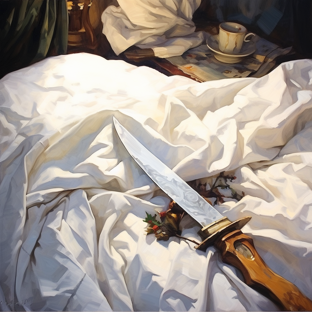 Relaxing Sunday Morning with Bed Sheet and Knife