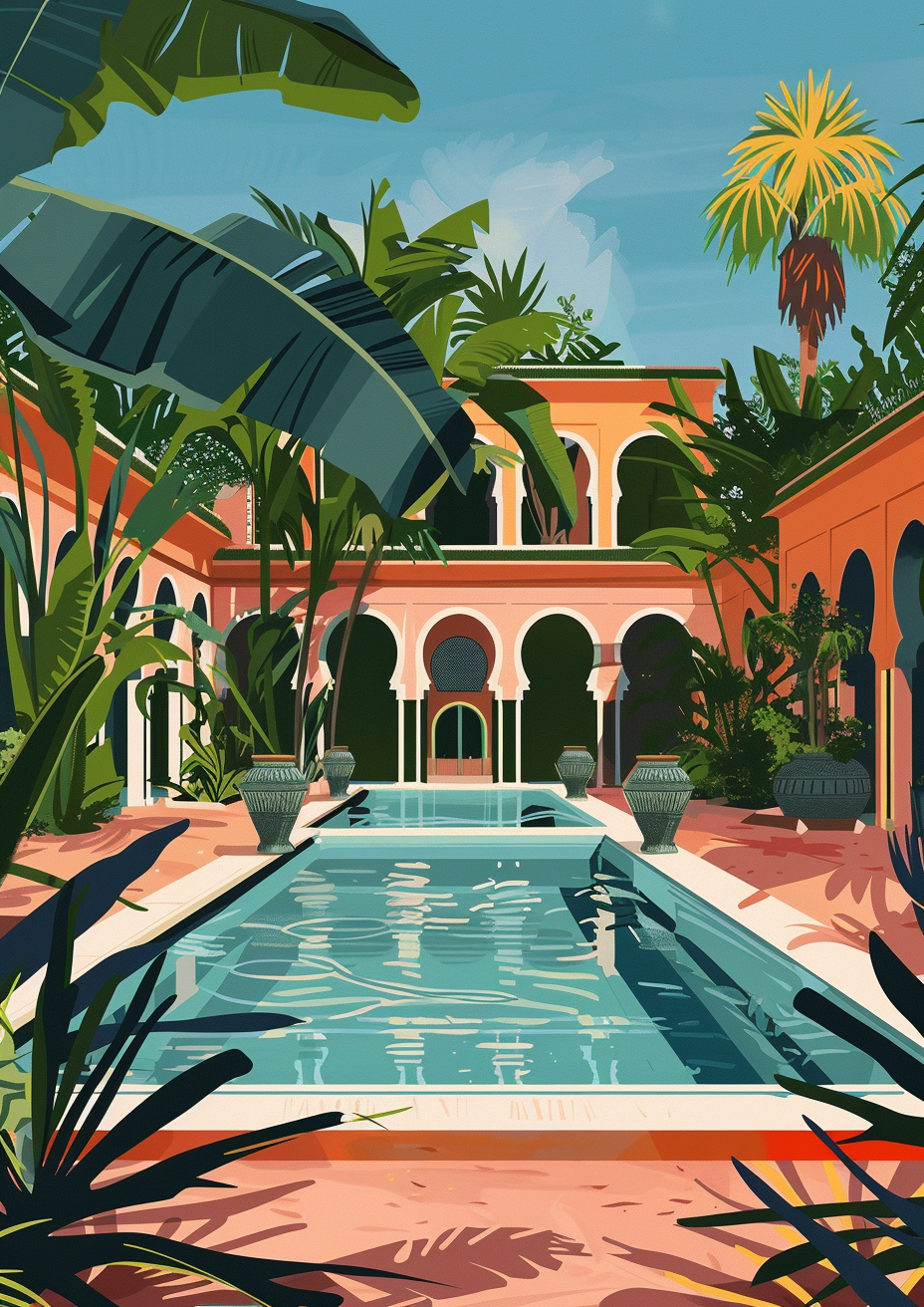 Marrakech Palais El Badi Illustration