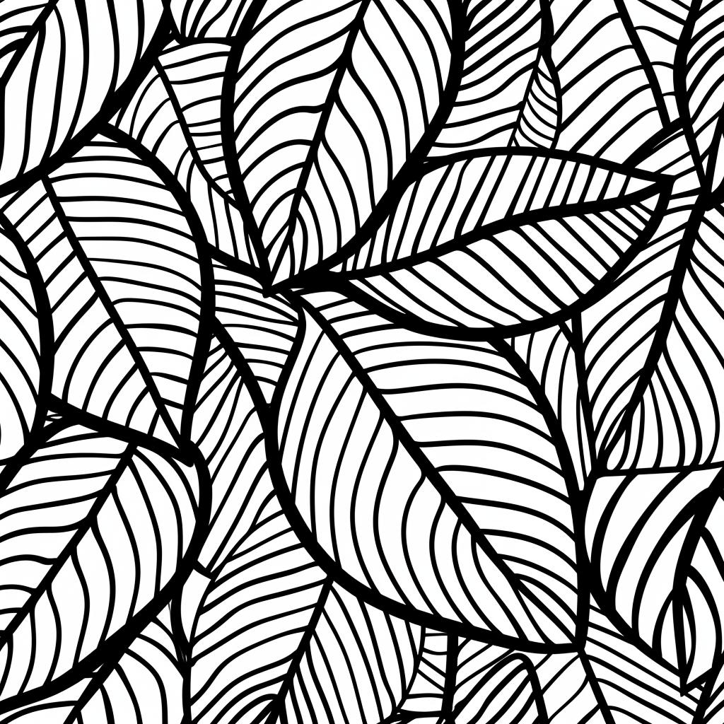 Leaf Pattern Coloring Page Template