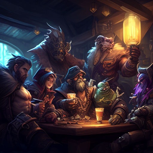 Group of League of Legends Champions enjoying drinks