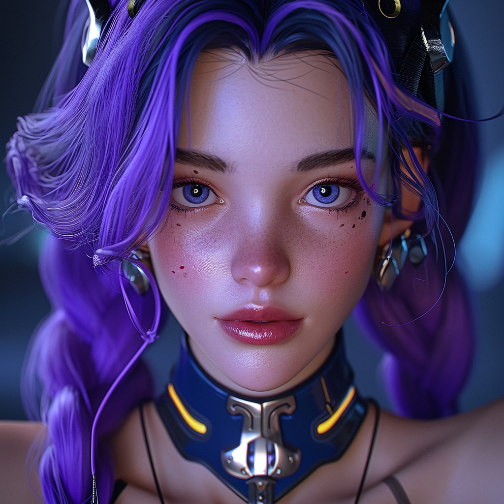 League of Legends Female Character in Realistic Purple