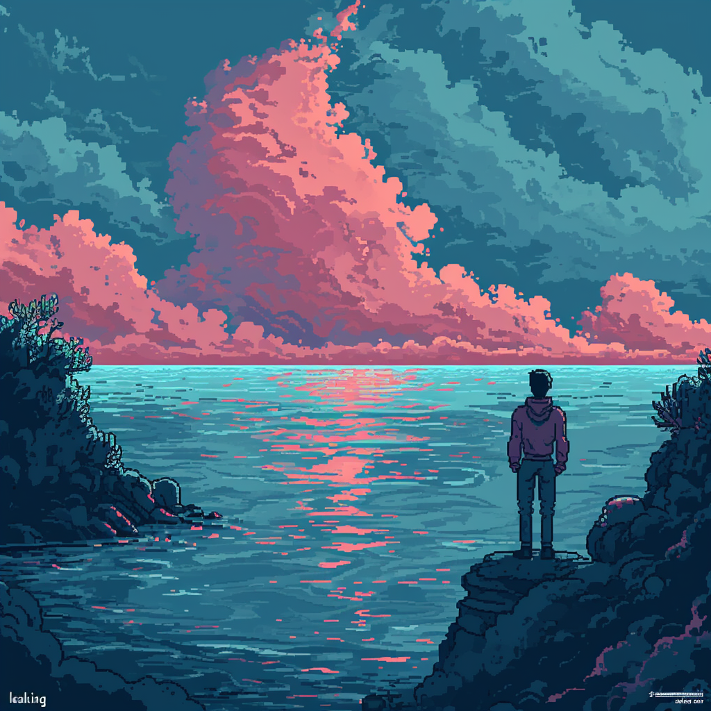 Pixel art album cover for  Leaking Air  song