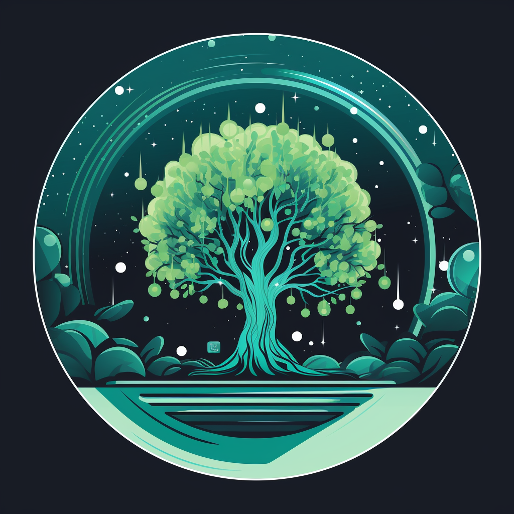 Circle badge learning growth tree laptop