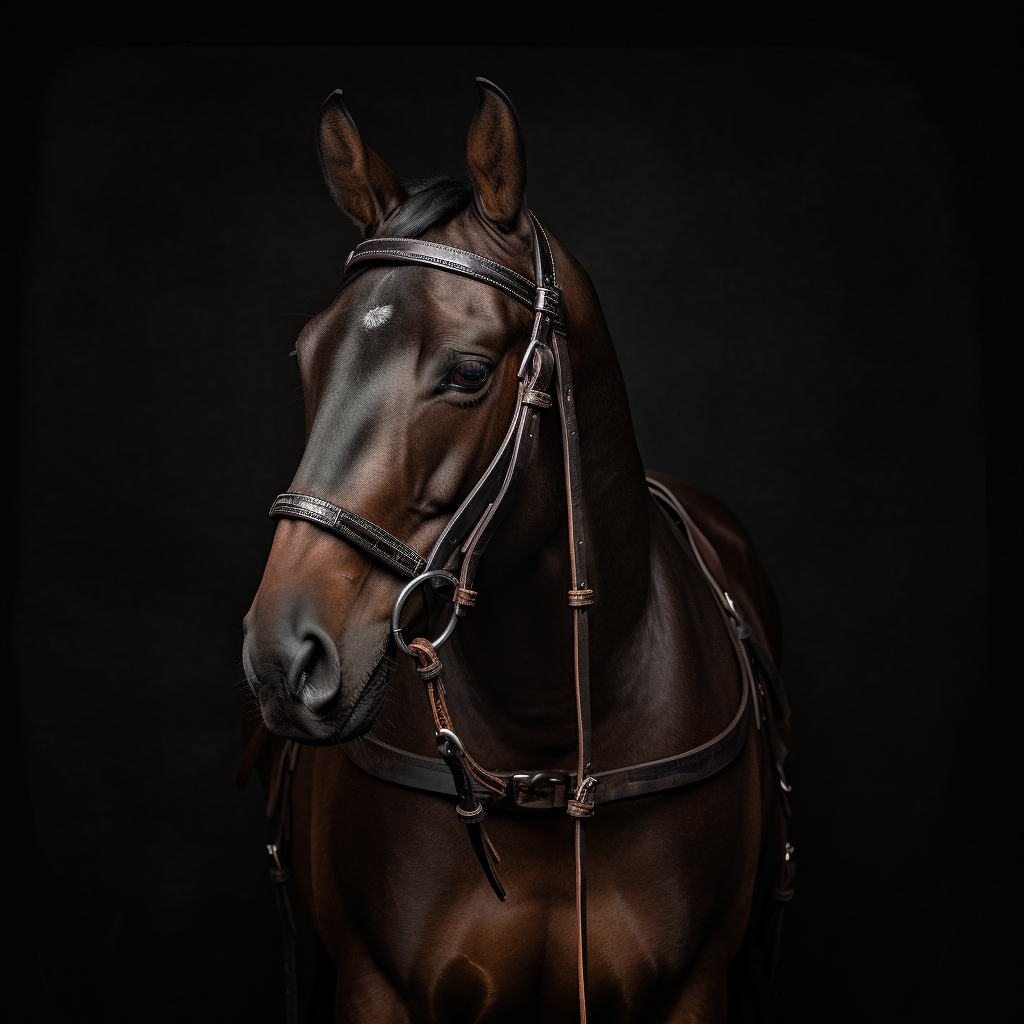 Leather horse equipment on dark background