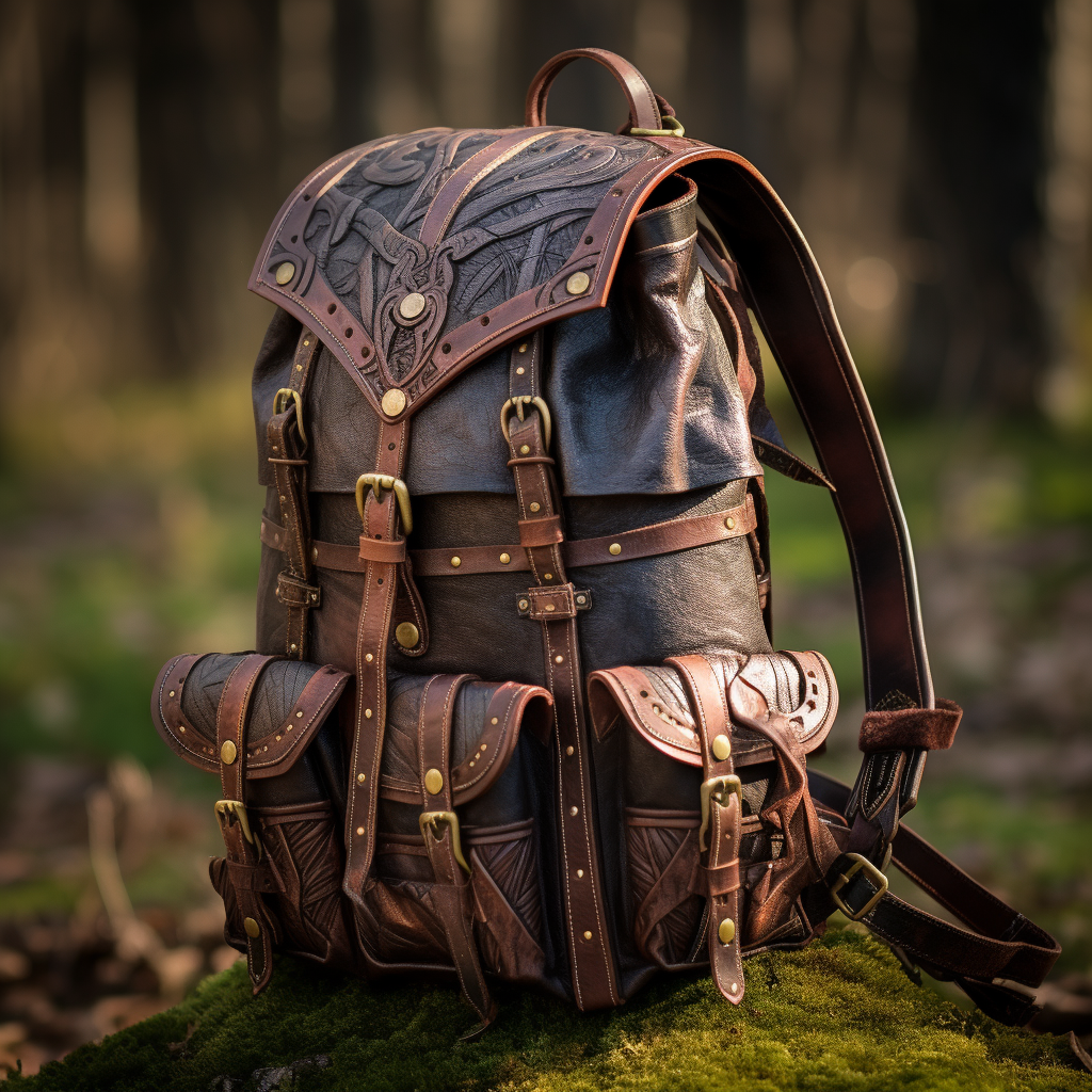 Leather rucksack medieval fantasy