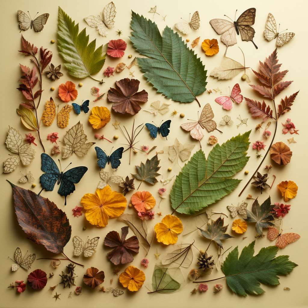 Colorful leaves and butterflies image