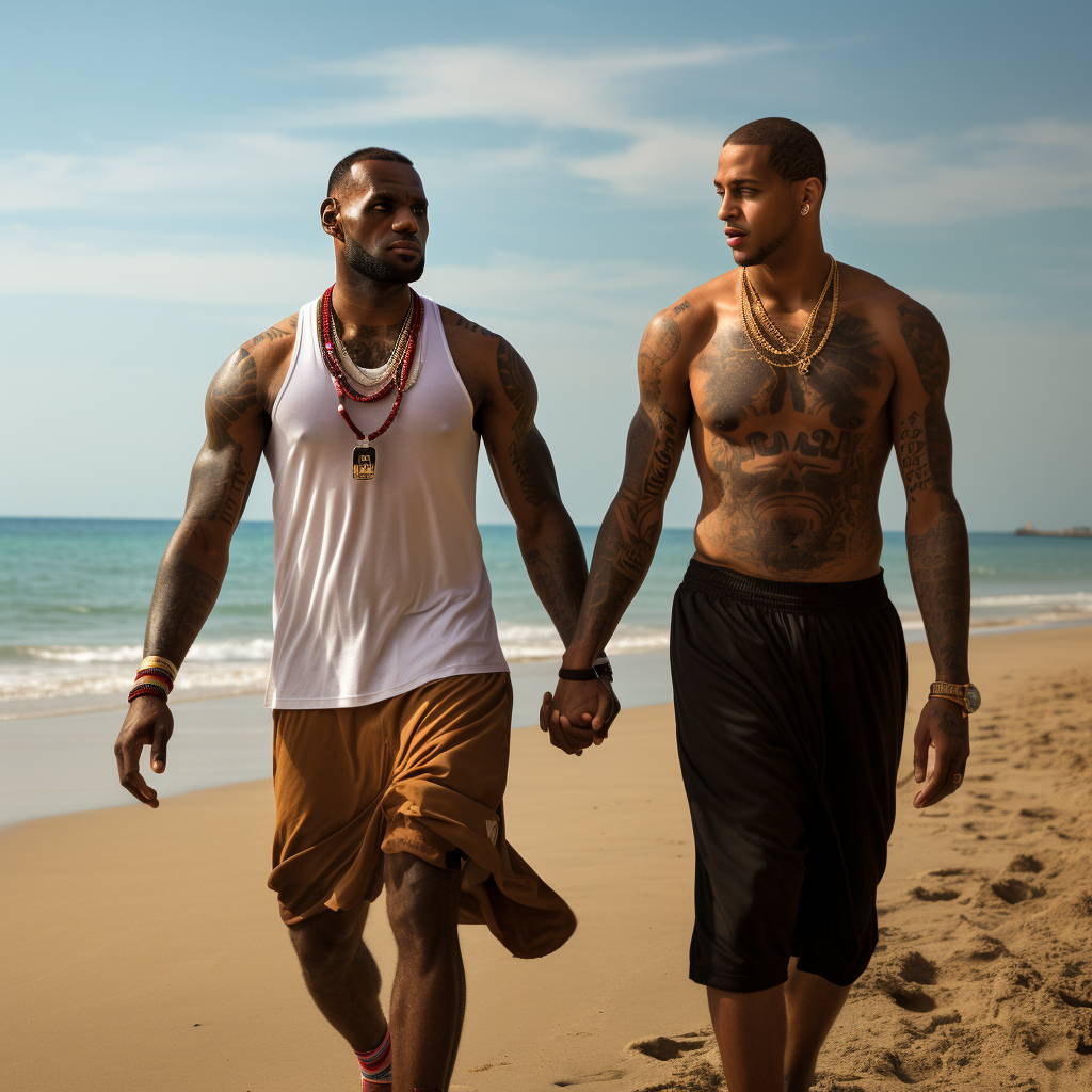 LeBron and Andrew Tate on Beach