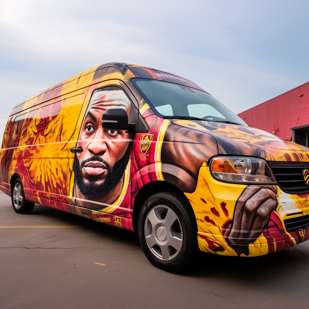 LeBron James driving UPS van photo