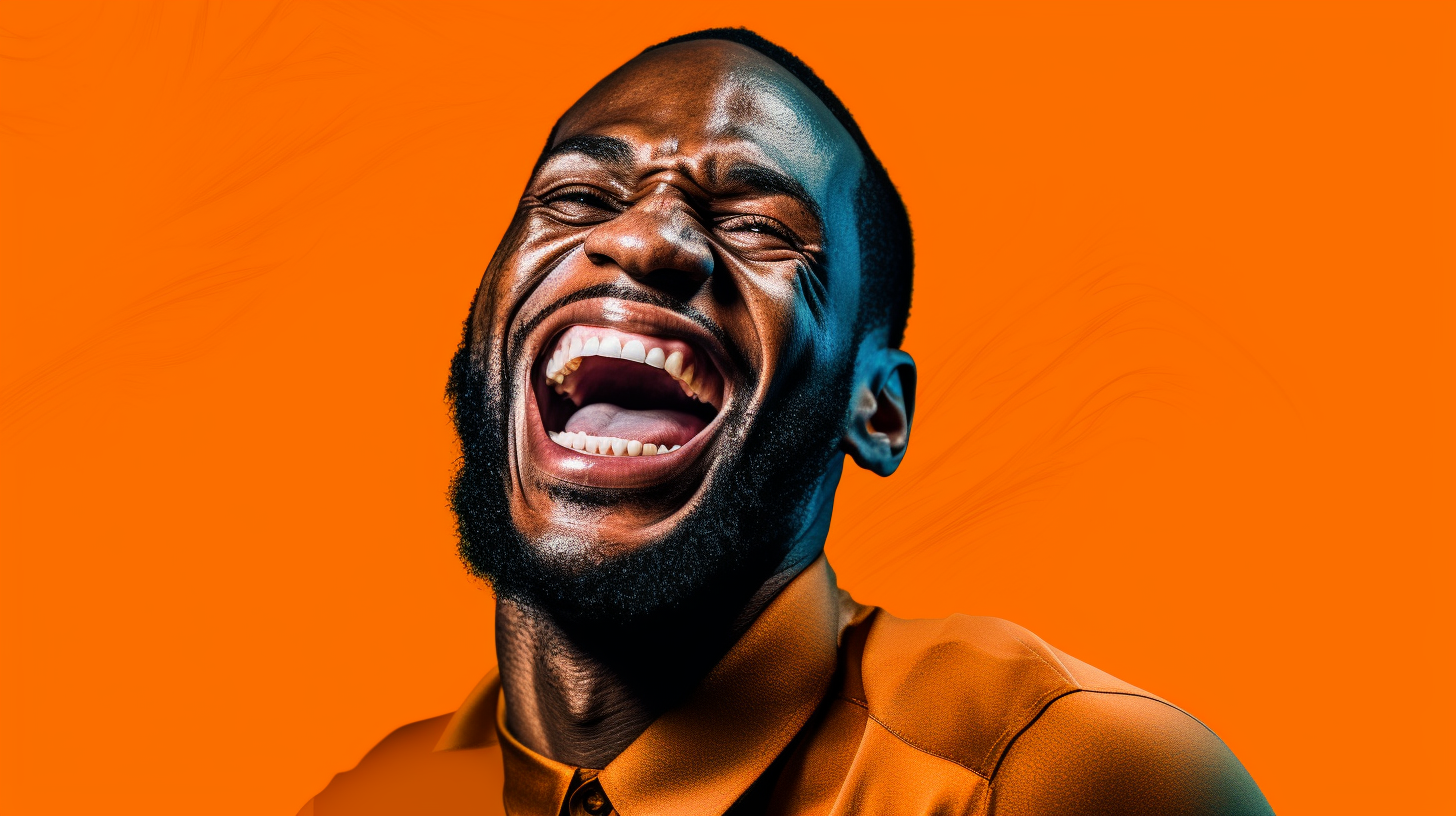 Smiling Lebron James in Orange Studio