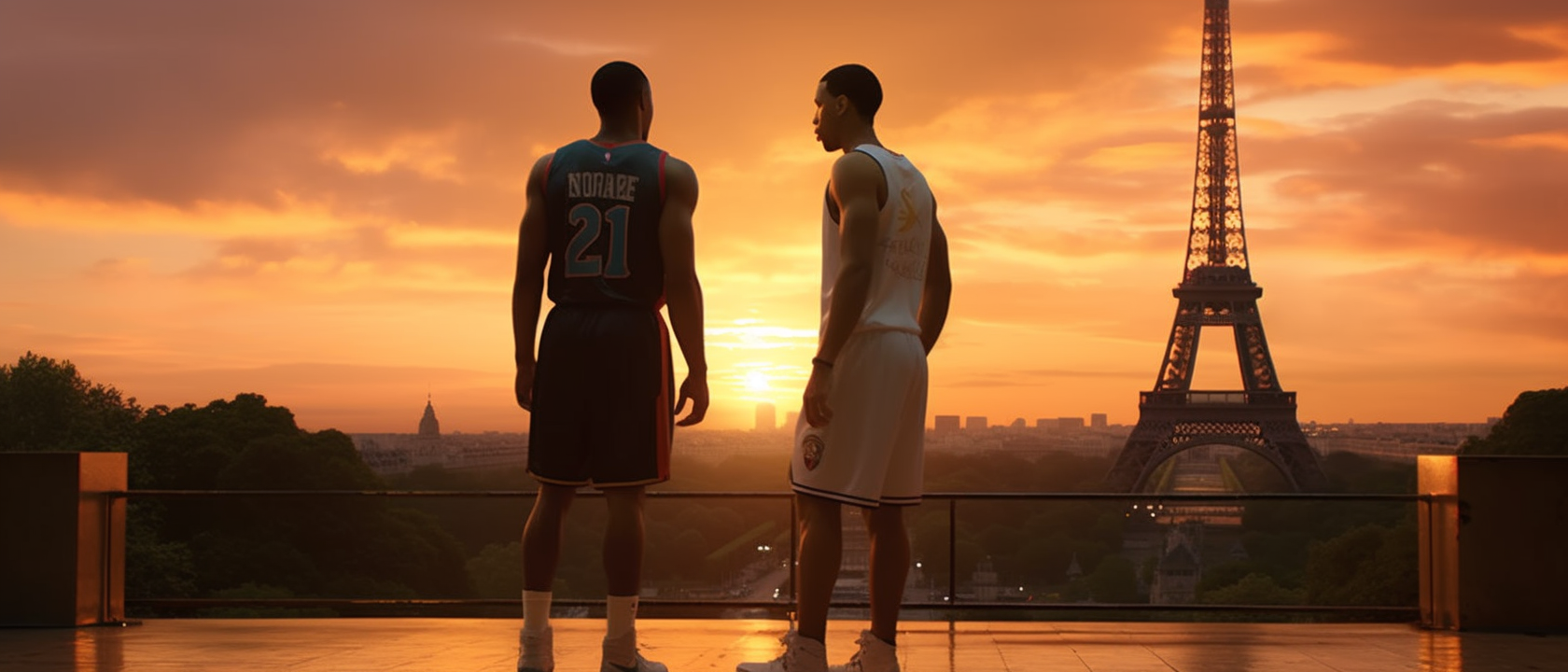 LeBron James and Stephen Curry admiring sunset in Paris