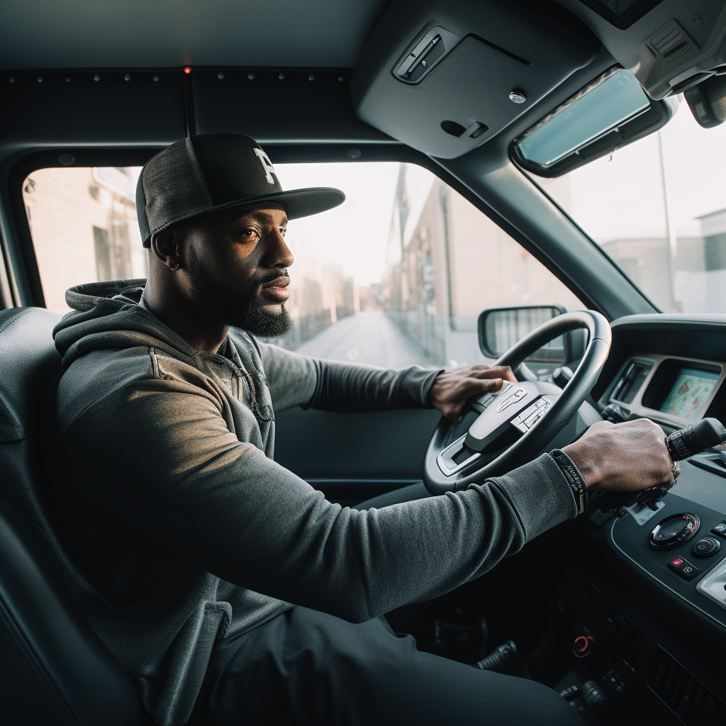 LeBron James driving a semitruck