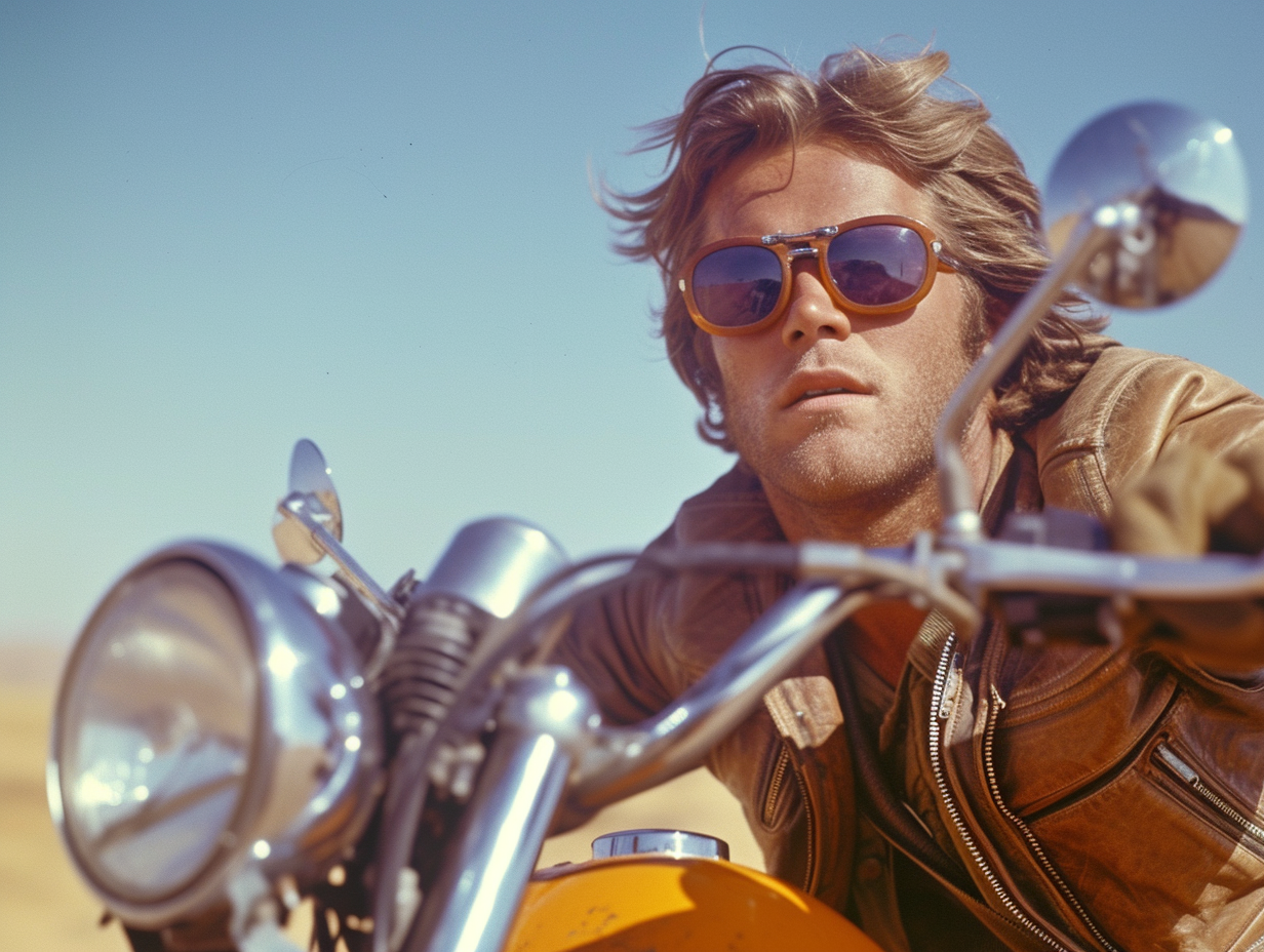 Lee Majors on motorcycle