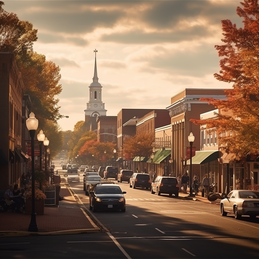 Beautiful cinematic view of Leesburg, VA