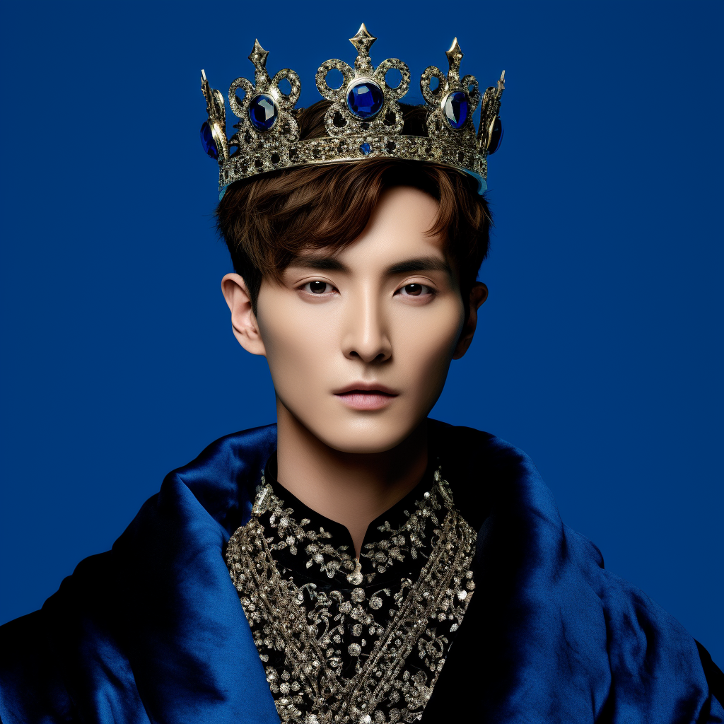 Leeteuk Super Junior Wearing Crown Blue Background