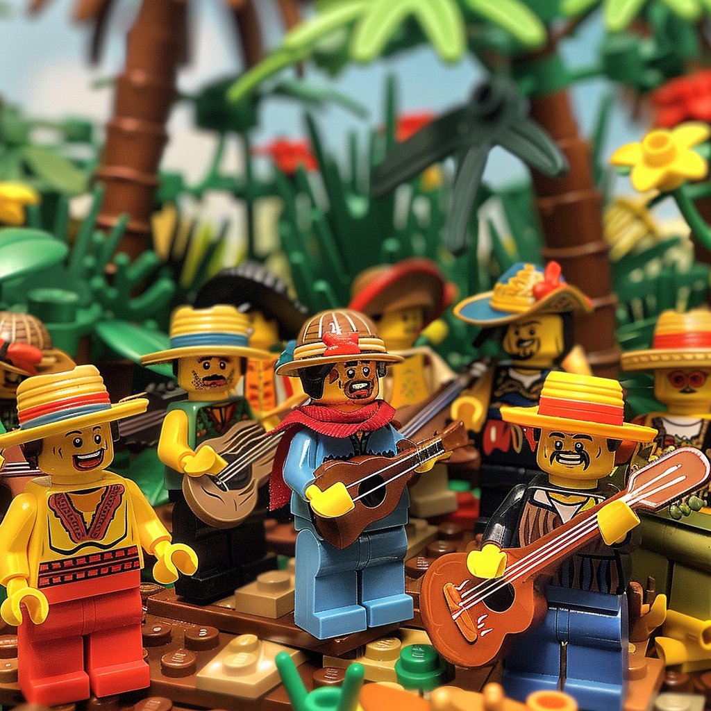 Lego band in traditional attire